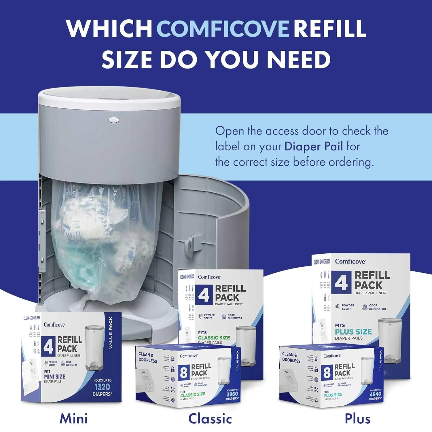 Comficove Refills Compatible with DEKOR CLASSIC Diaper Pails | 4 Pack | Extra Thick Diaper Pail Refill Liners | Fresh Scent | Easy to Replace and Dispose of Diaper Bag | Odorless Baby Diapers Disposal