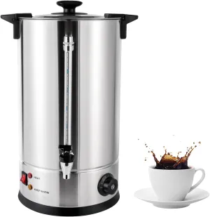 Commercial Coffee Urn Stainless Steel Coffee Dispenser Coffee Maker Quick Brewing Hot Beverage Dispenser Keep Warm Hot Water Urn for Home Party Office, 100 Cups (15L, 1.4KW)