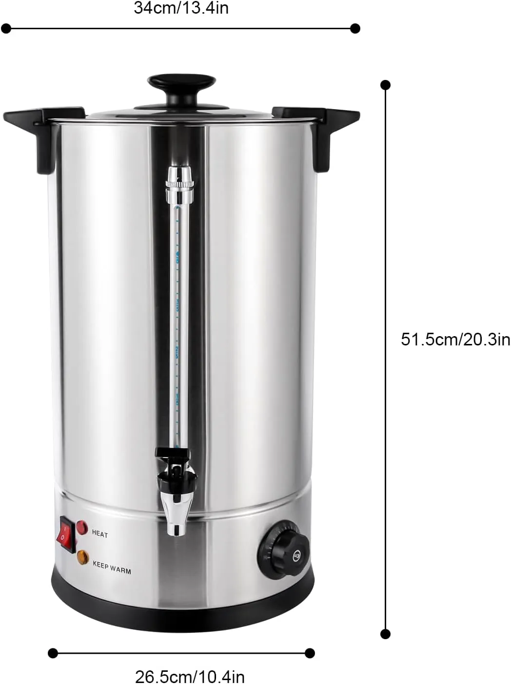 Commercial Coffee Urn Stainless Steel Coffee Dispenser Coffee Maker Quick Brewing Hot Beverage Dispenser Keep Warm Hot Water Urn for Home Party Office, 100 Cups (15L, 1.4KW)