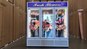 Commercial Flower Refrigerator Floral Display Cooler,White 3 Glass Doors Floral Fridge With LED Light Adjustable Shelves,ETL &NSF Approval,71"Wide,63.5 Cuft, Floral Buckets & Wheels Not Included