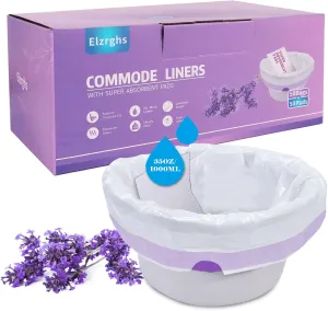 Commode Liners with Absorbent Pads for Bedside Commode, Commode Toilet,50 La-Vender Scented Bedside Commode Liners and 50 Commode Pads, White