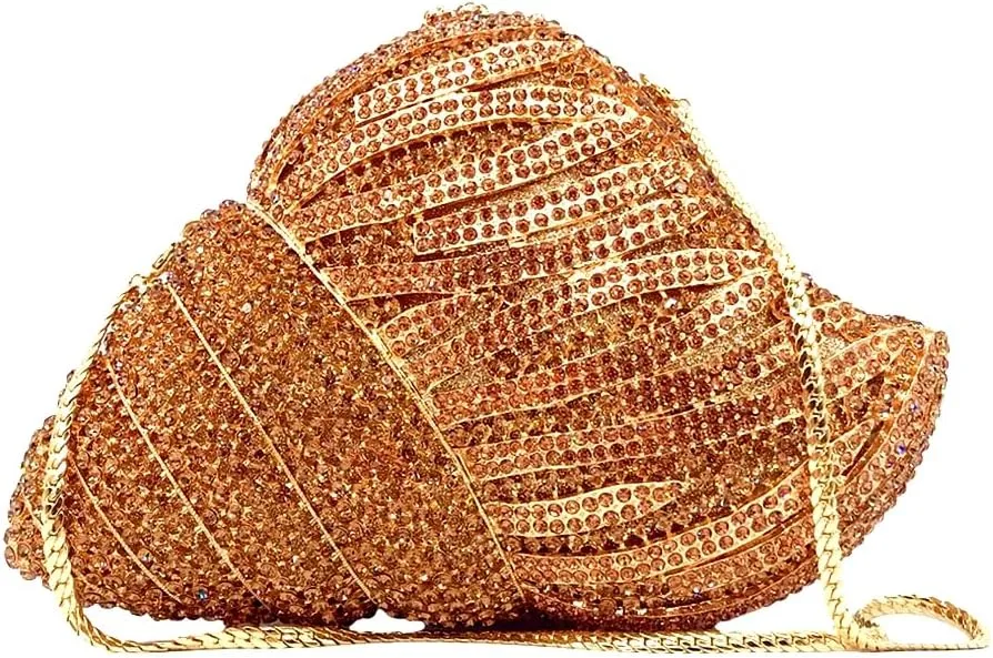 Conch Rhinestone Evening Clutch Bag for Women Novelty Crystal Clutch Purse Wedding Cocktail Party Shiny Handbag Purse