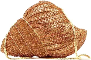 Conch Rhinestone Evening Clutch Bag for Women Novelty Crystal Clutch Purse Wedding Cocktail Party Shiny Handbag Purse