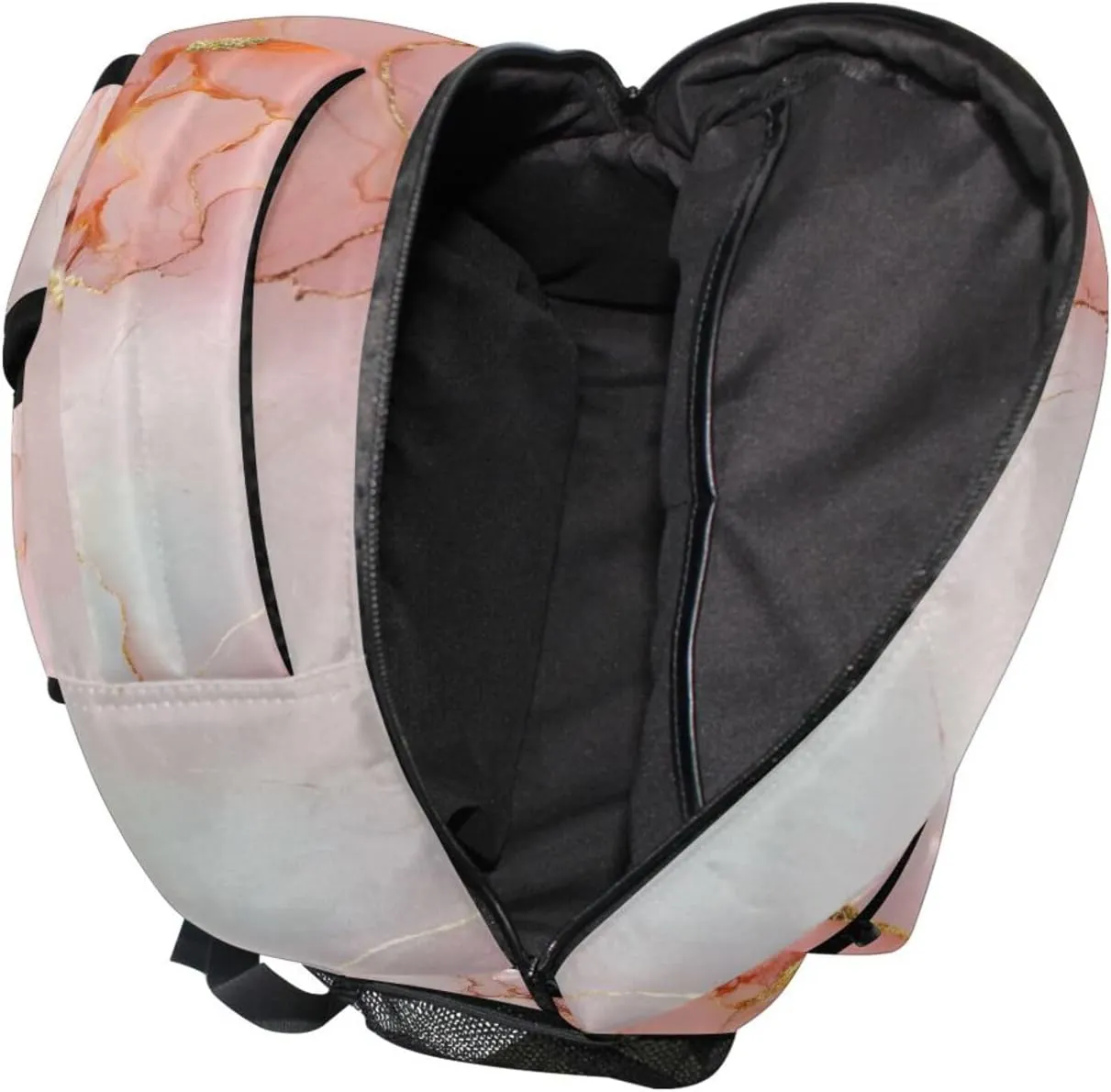 Cool Backpacks for Men and Women Fashion Personal Backpack with Chest Strap for College Work Marble Blush White