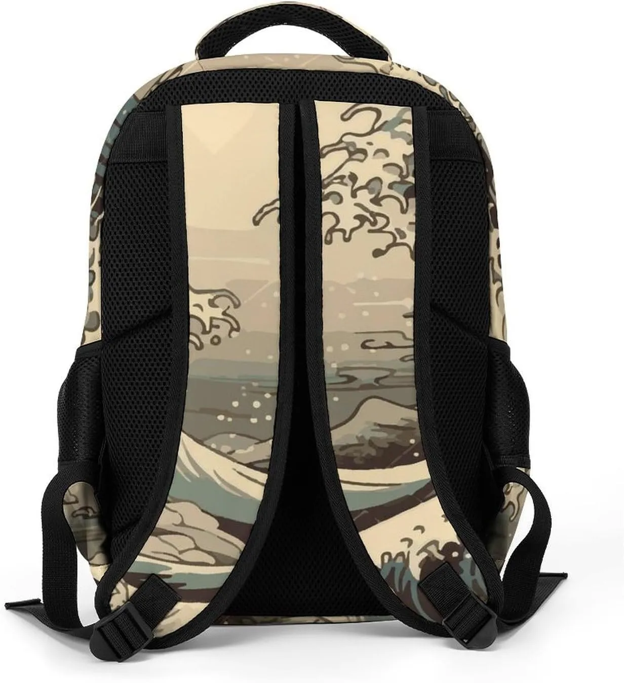 Cool Japanese Wave Laptop Backpack Vintage Travel Bags Daypack Durable Work Camping Hiking Back Packs for Women Men