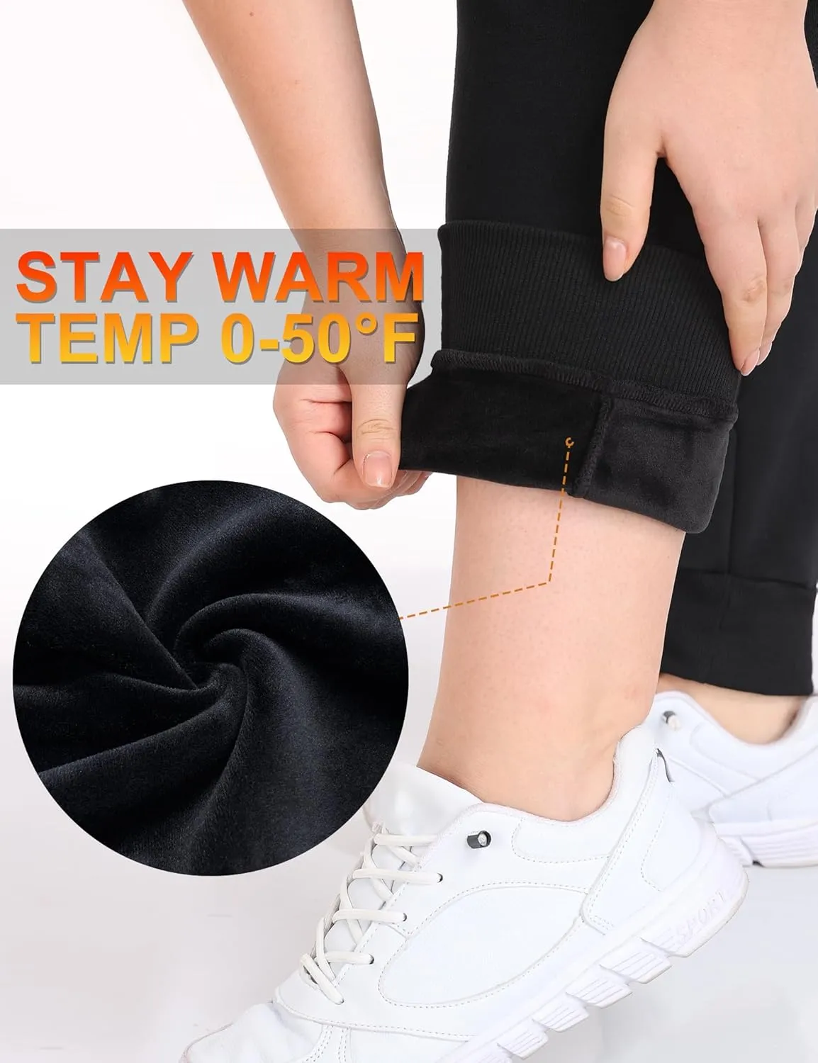 COOTRY Women's Plus Size Fleece Lined Sweatpants Workout Athletic Jogger Fleece Pants Winter Clothes