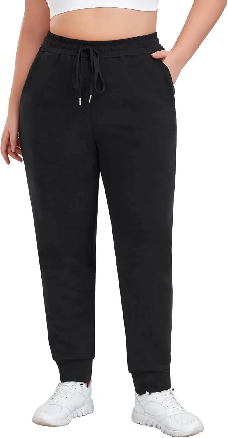 COOTRY Women's Plus Size Fleece Lined Sweatpants Workout Athletic Jogger Fleece Pants Winter Clothes
