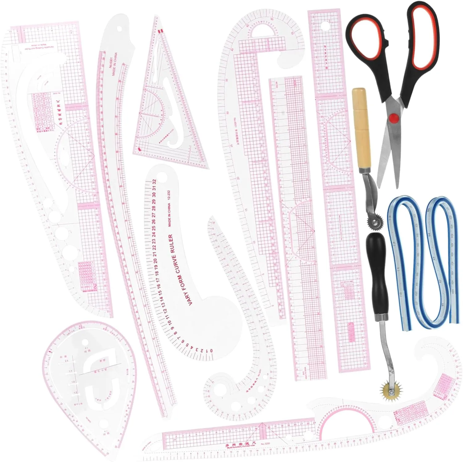CORHAD 14Pcs Curve Sewing Ruler for Clothing Patterning Professional Sewing Tools for Tailors and Designers Accurate Measurements Work Efficiency