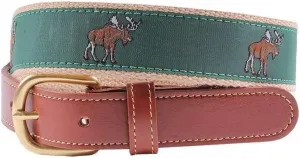 COUNTRY CLUB PREP Moose Leather Tab Belt in Green