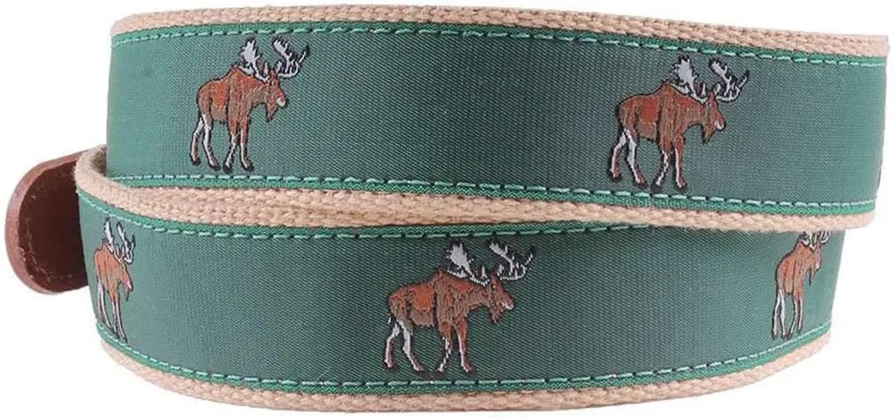 COUNTRY CLUB PREP Moose Leather Tab Belt in Green