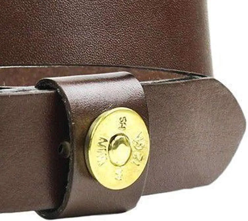 COUNTRY CLUB PREP Shotgun Shell Leather Belt in Brown