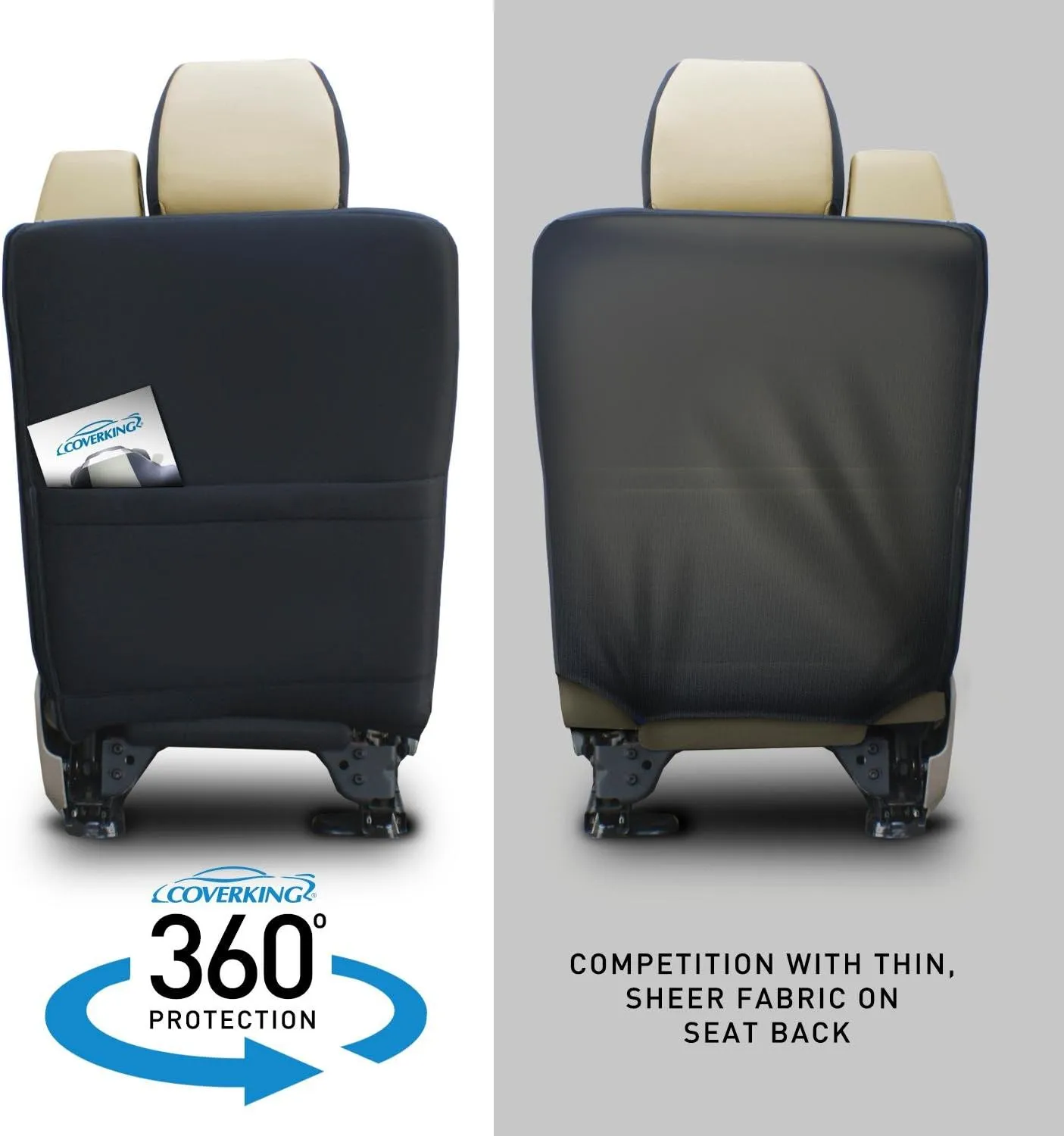 Coverking Front 50/50 Bucket Custom Fit Seat Cover for Select Toyota RAV4 Models - Velour (Beige)