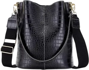 Crocodile Purses and Handbags for Women Designer Vintage Bucket Bag Stylish Shoulder Bag Casual Leather Crossbody Bag