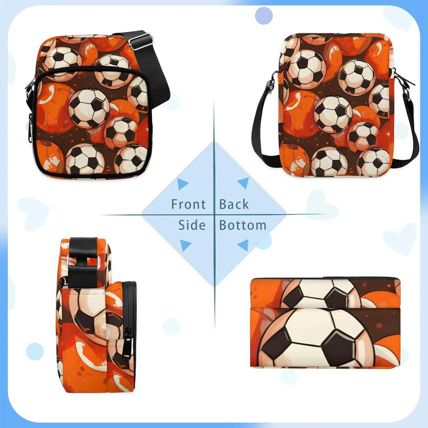 Crossbody Bag Small Sling Backpack 3D Football Shoulder Bags Chest Pack Cross Body Daypack Oil Painting Football Belt Purses for Travel Cycling Skating