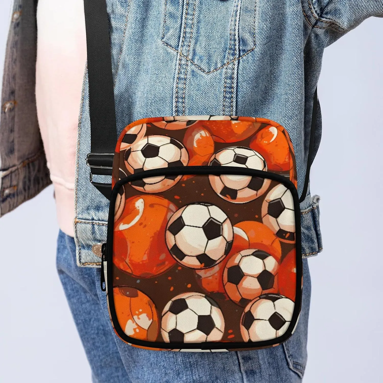 Crossbody Bag Small Sling Backpack 3D Football Shoulder Bags Chest Pack Cross Body Daypack Oil Painting Football Belt Purses for Travel Cycling Skating