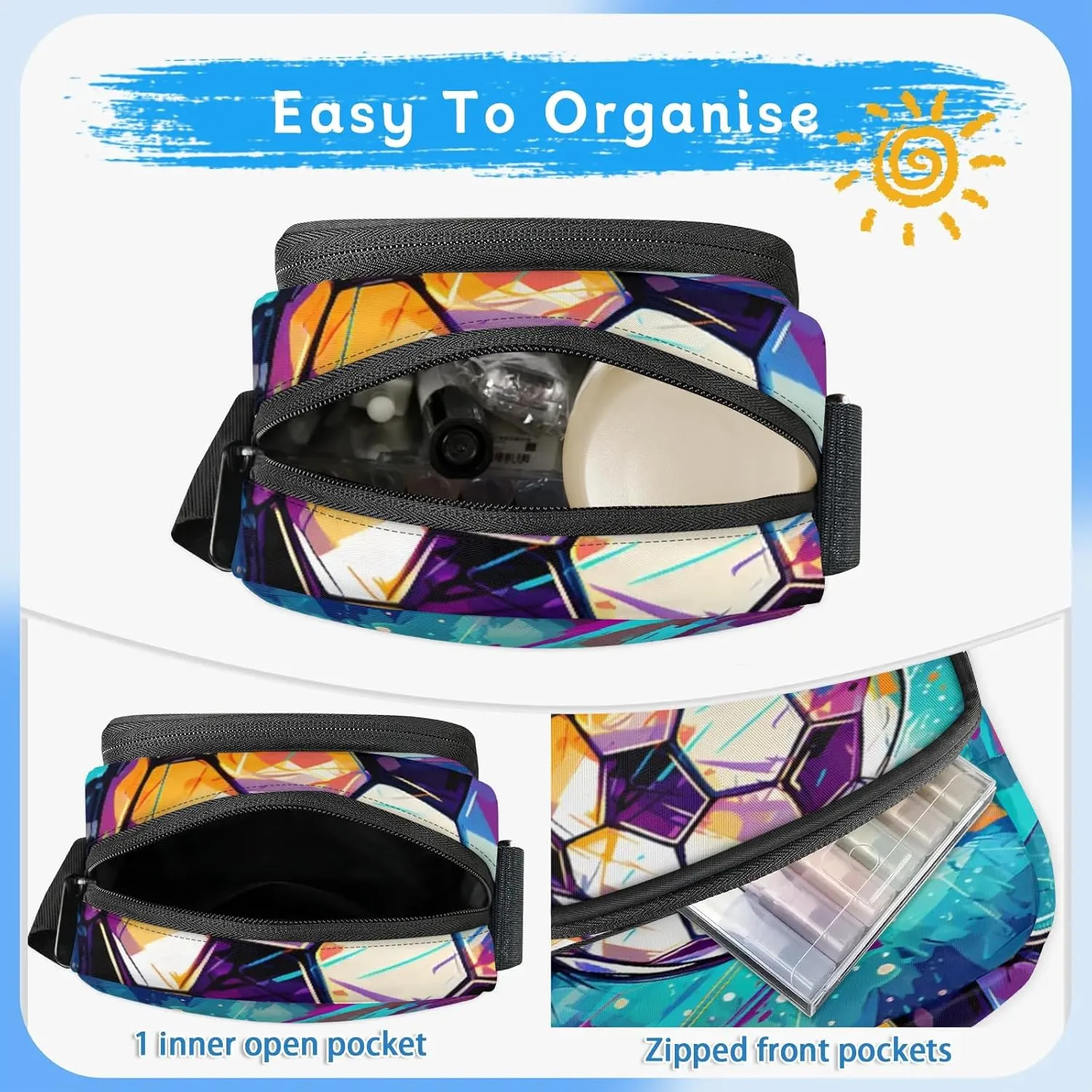 Crossbody Bag Small Sling Backpack Shoulder Bags Chest Pack Cross Body Daypack Artistic Football Belt Purse