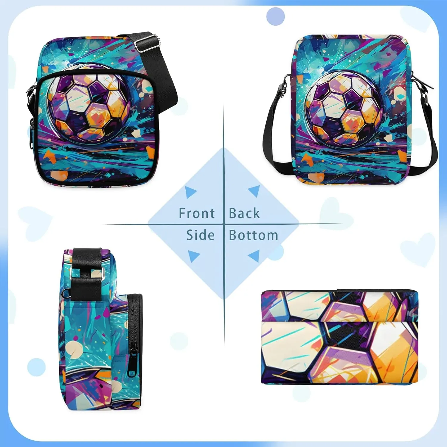 Crossbody Bag Small Sling Backpack Shoulder Bags Chest Pack Cross Body Daypack Artistic Football Belt Purse