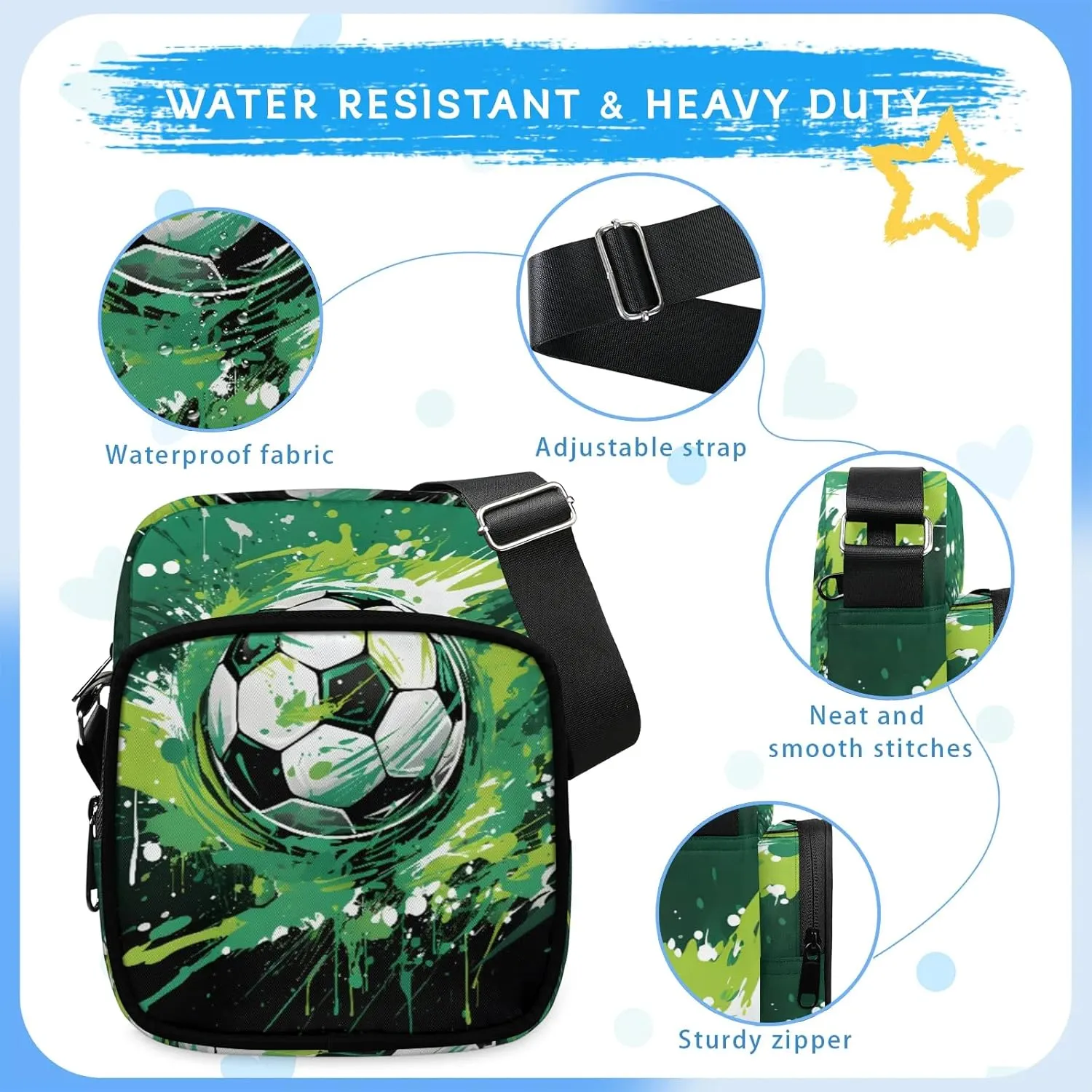 Crossbody Bag Small Sling Backpack Shoulder Bags Chest Pack Cross Body Daypack Basketball Belt Purses