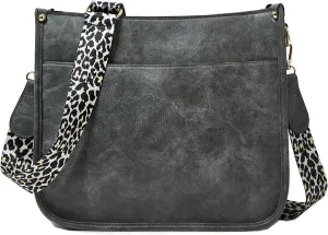 Crossbody Bags for Women Designer Leather Hobo Handbags With 2 Adjustable Leopard Guitar Strap Shoulder Bucket Bags