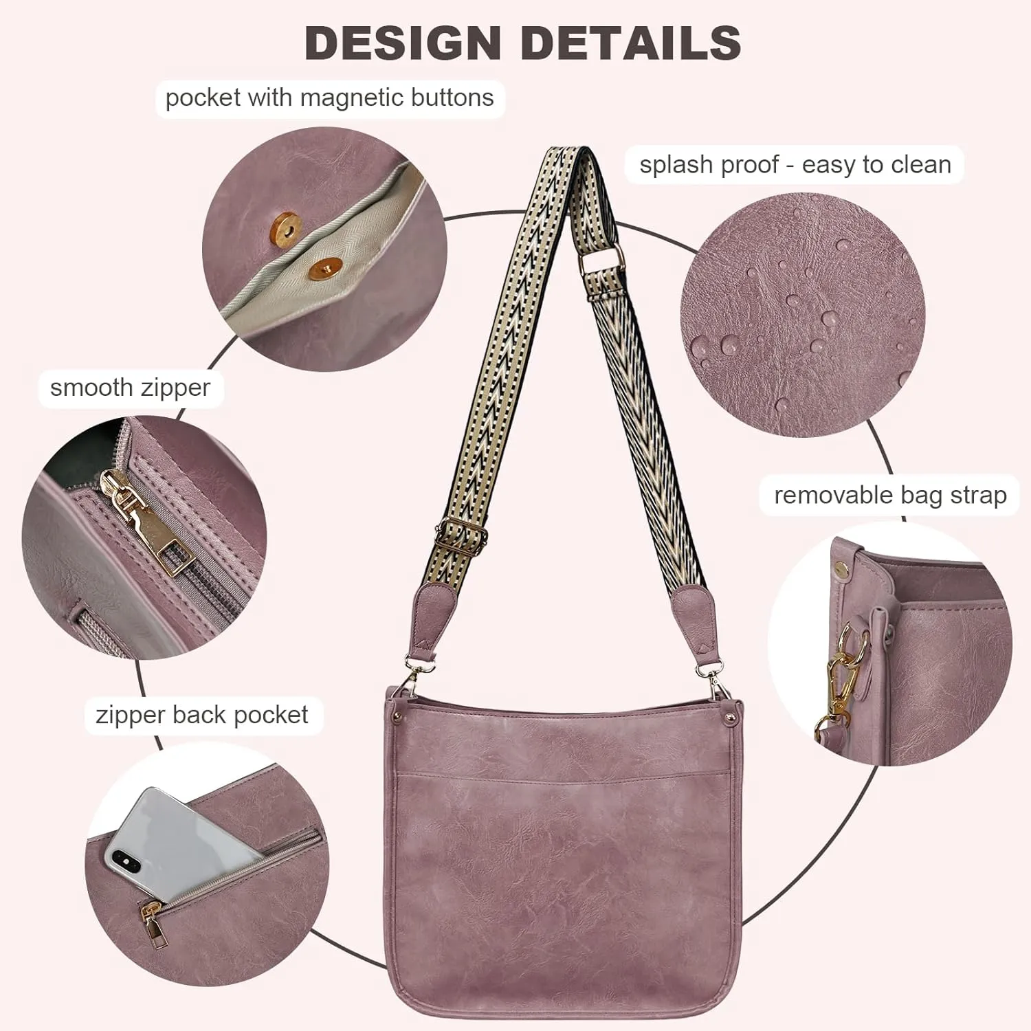 Crossbody Bags for Women Handbags Shoulder Bag with Adjustable Strap Women's Crossbody Purses Vegen Leather Hobo Bags