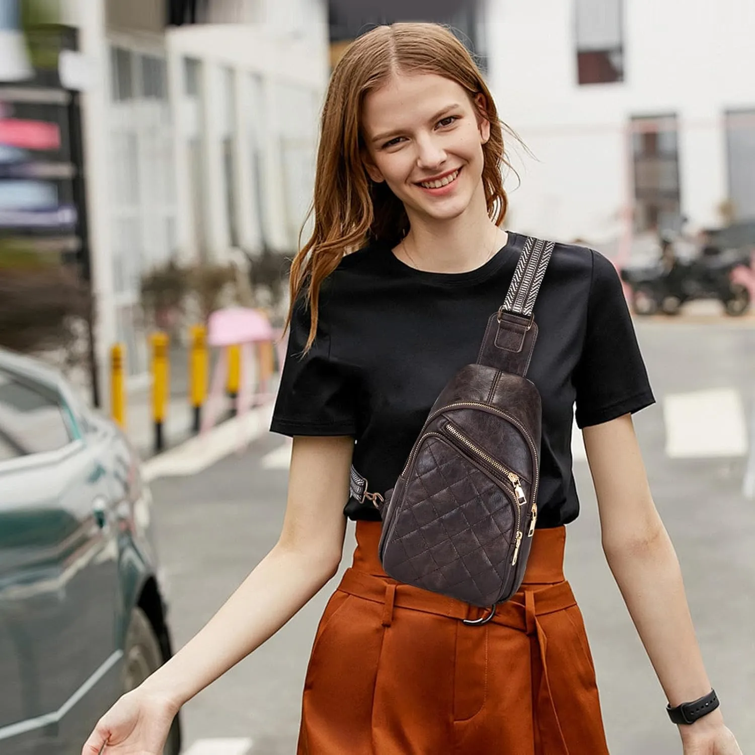 Crossbody Bags for Women Large Vegan Leather Sling Bag Cross Body Bag for Woman Casual Daypack Backpacks for Travel Outdoors (Coffee)