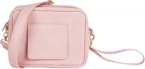 Crossbody Diaper Bag Purse with Wipes Dispenser - Stylish Vegan Leather Baby Wipes Holder Clutch for Women - Multipurpose Luxury Diaper Bag Pouch Can Hold 20-30 Various Types of Wipes - Pink