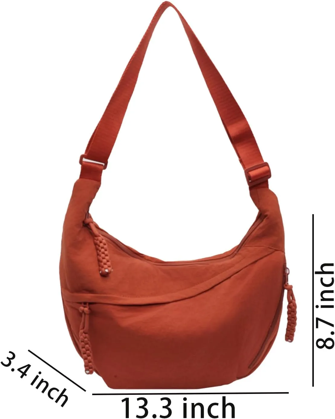 Crossbody Nylon Crescent Bag for Women - Lightweight Small Hobo With 2 Pack Inner Dumpling Bag - Casual