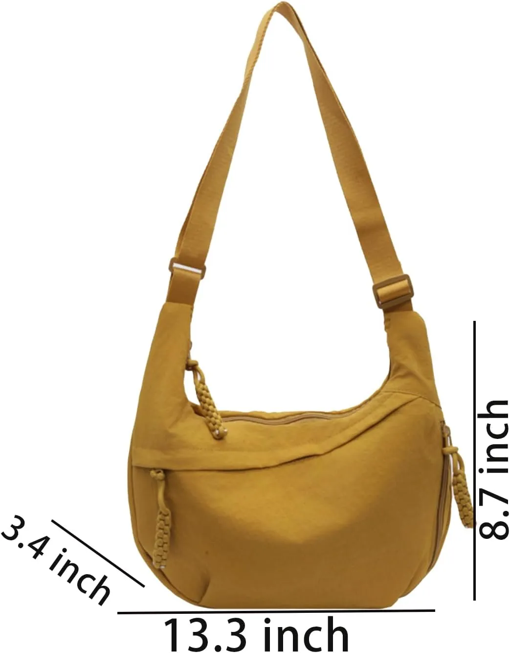 Crossbody Nylon Crescent Bag for Women - Lightweight Small Hobo With 2 Pack Inner Dumpling Bag - Casual