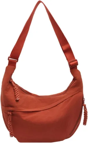 Crossbody Nylon Crescent Bag for Women - Lightweight Small Hobo With 2 Pack Inner Dumpling Bag - Casual