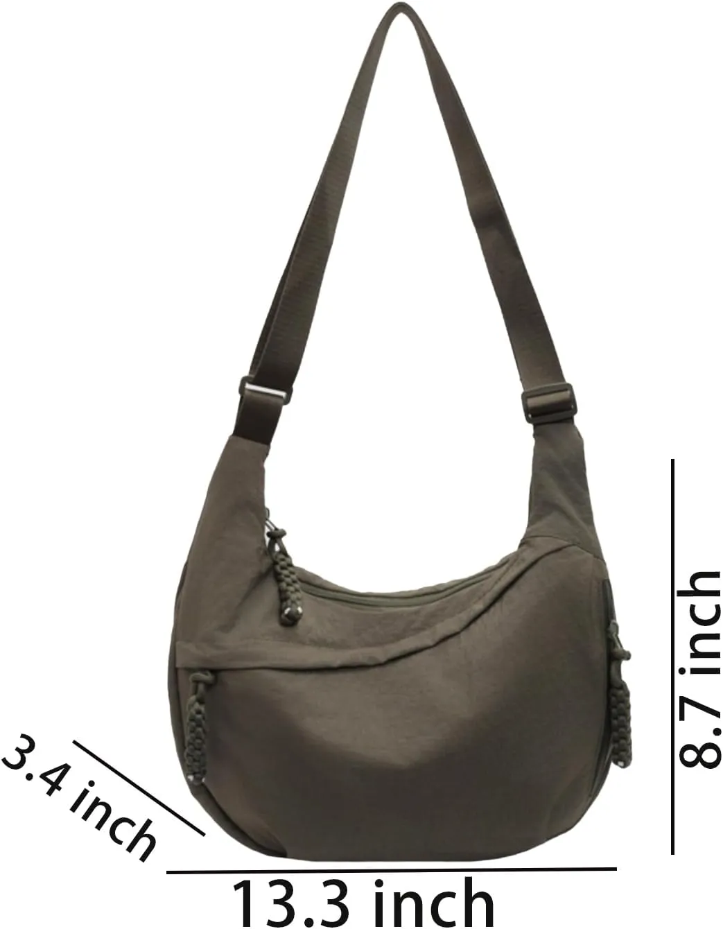 Crossbody Nylon Crescent Bag for Women - Lightweight Small Hobo With 2 Pack Inner Dumpling Bag - Casual