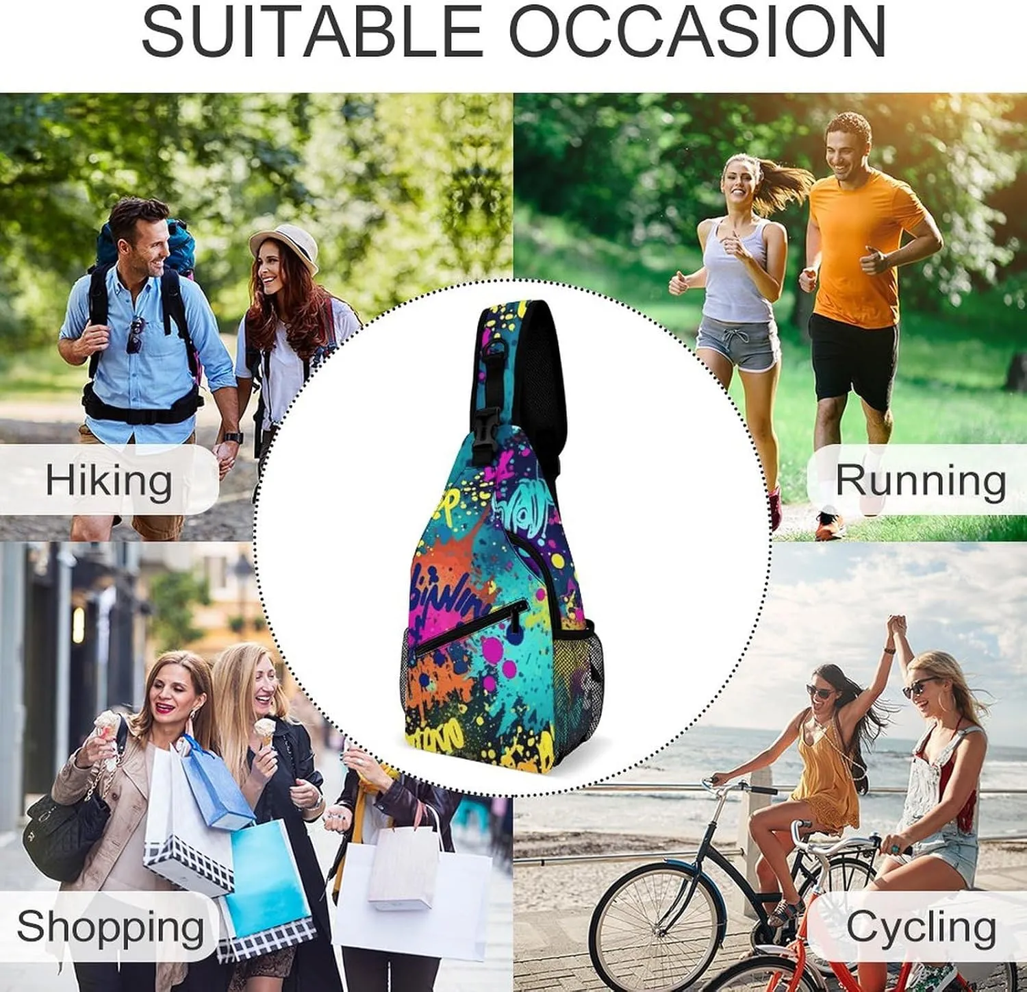 Crossbody Sling Bag Ancient Egyptians Backpack Sling Bag Travel Hiking Chest Bag Shoulder Bag Daypack