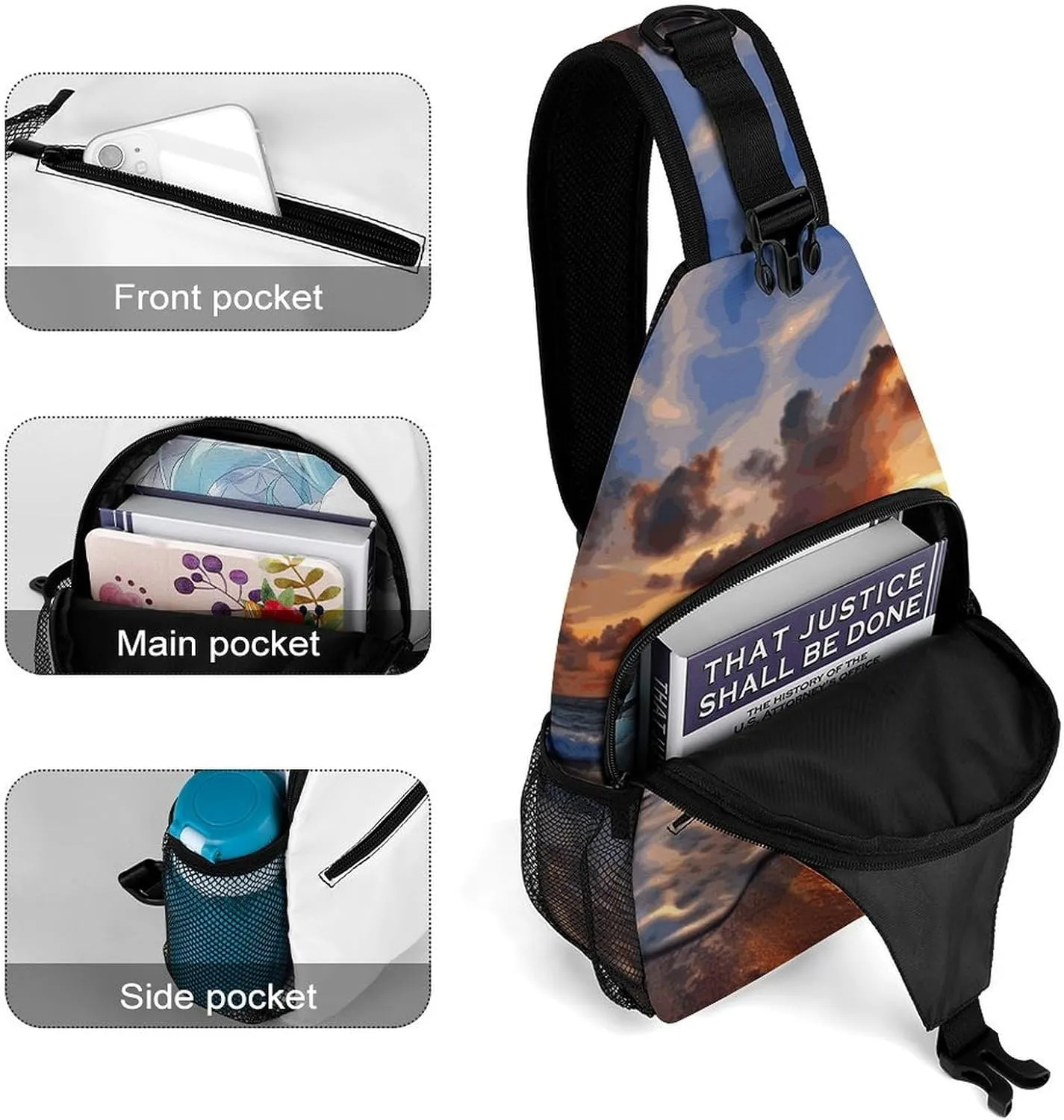 Crossbody Sling Bag Daisy Blue Backpack Sling Bag Travel Hiking Chest Bag Shoulder Bag Daypack