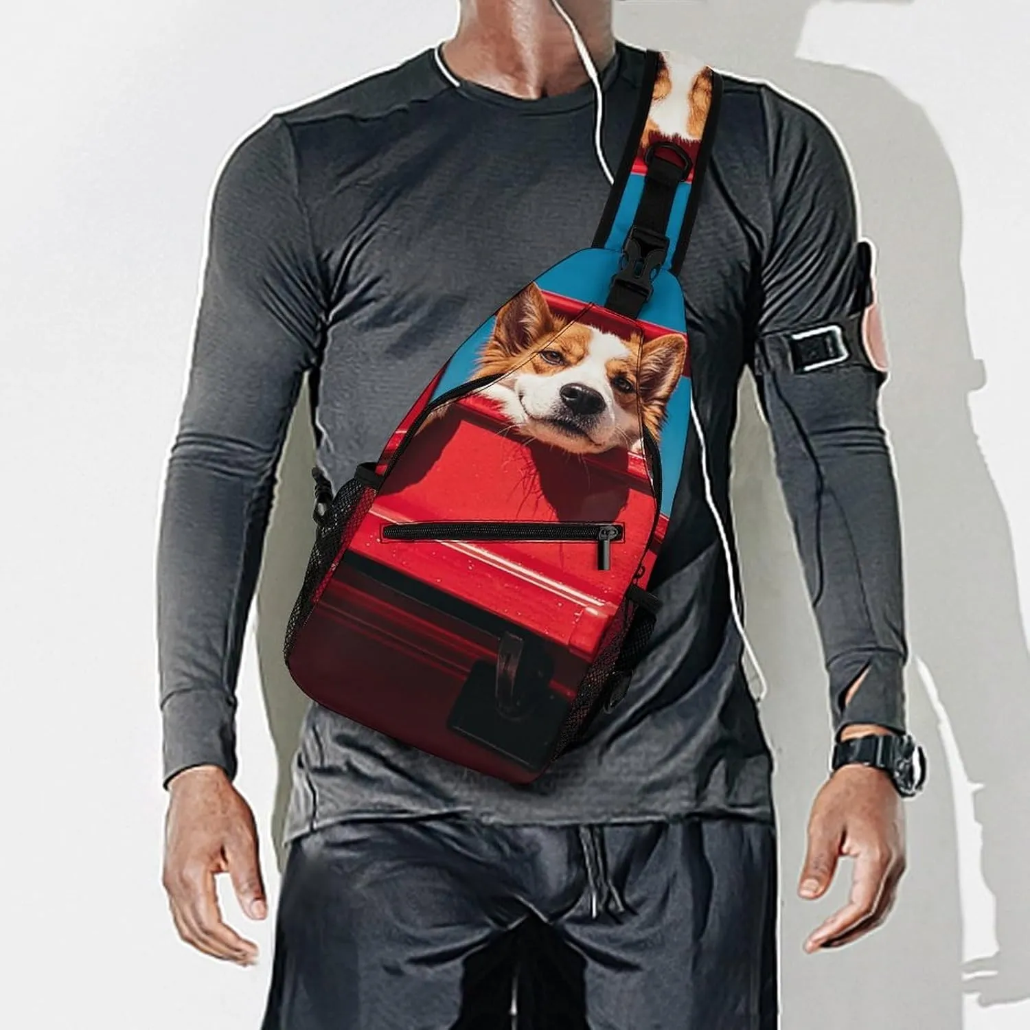 Crossbody Sling Bag Father Christmas Backpack Sling Bag Travel Hiking Chest Bag Shoulder Bag Daypack