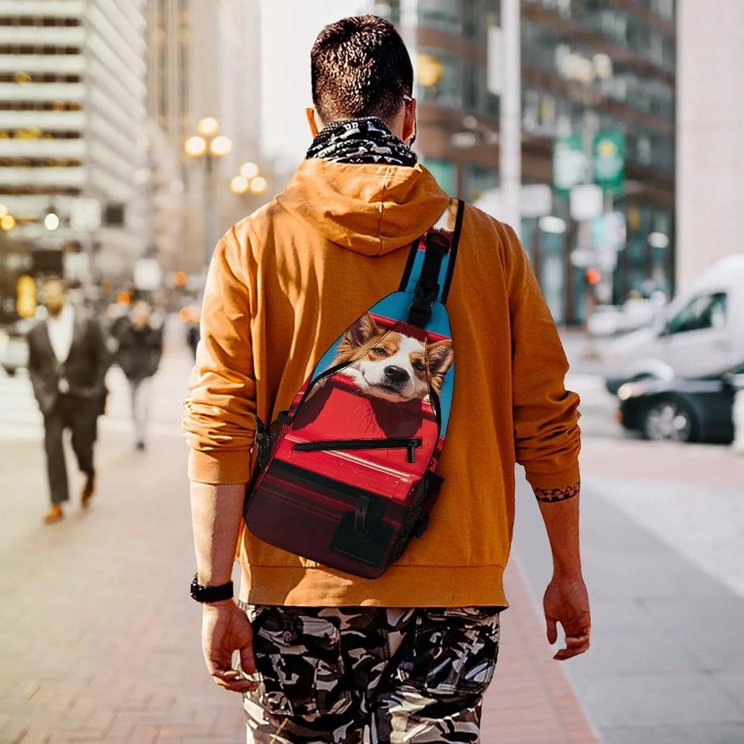 Crossbody Sling Bag Father Christmas Backpack Sling Bag Travel Hiking Chest Bag Shoulder Bag Daypack