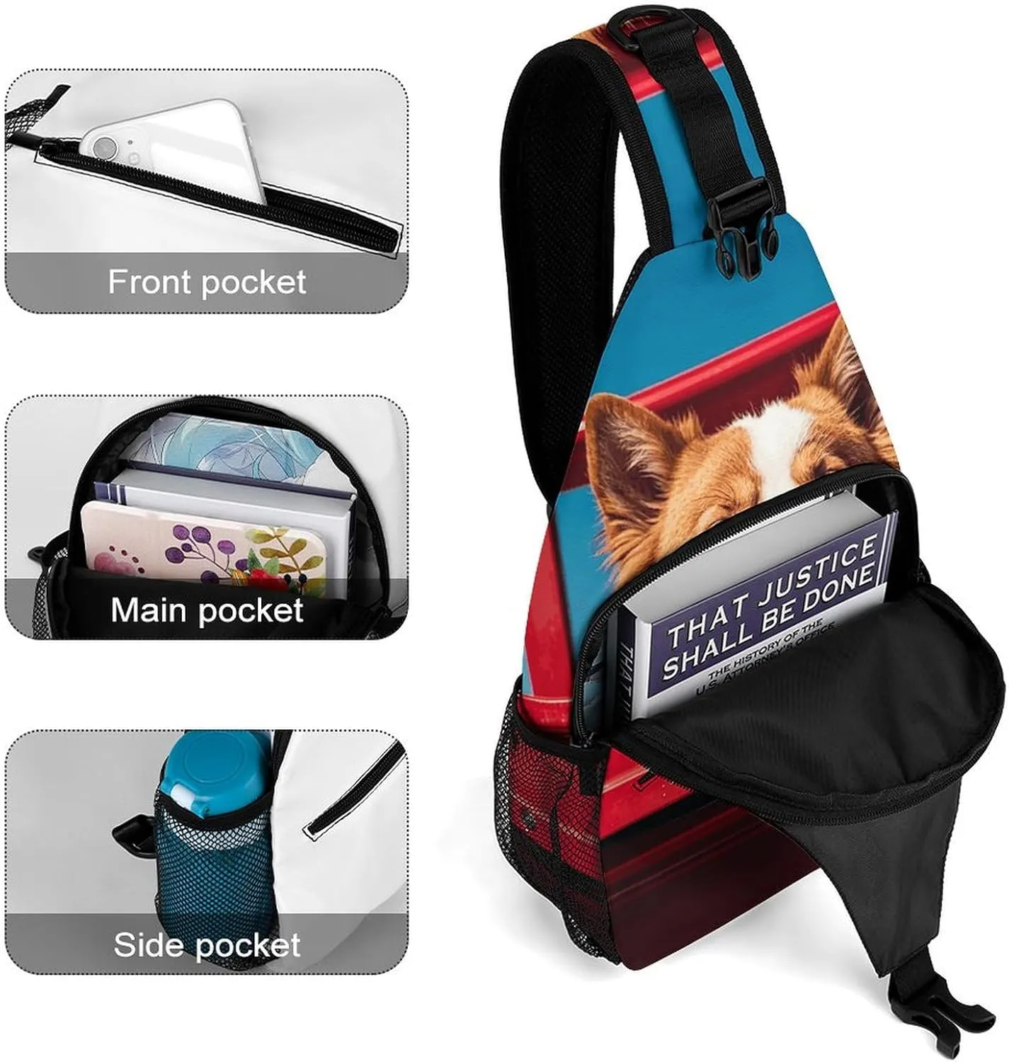 Crossbody Sling Bag Father Christmas Backpack Sling Bag Travel Hiking Chest Bag Shoulder Bag Daypack