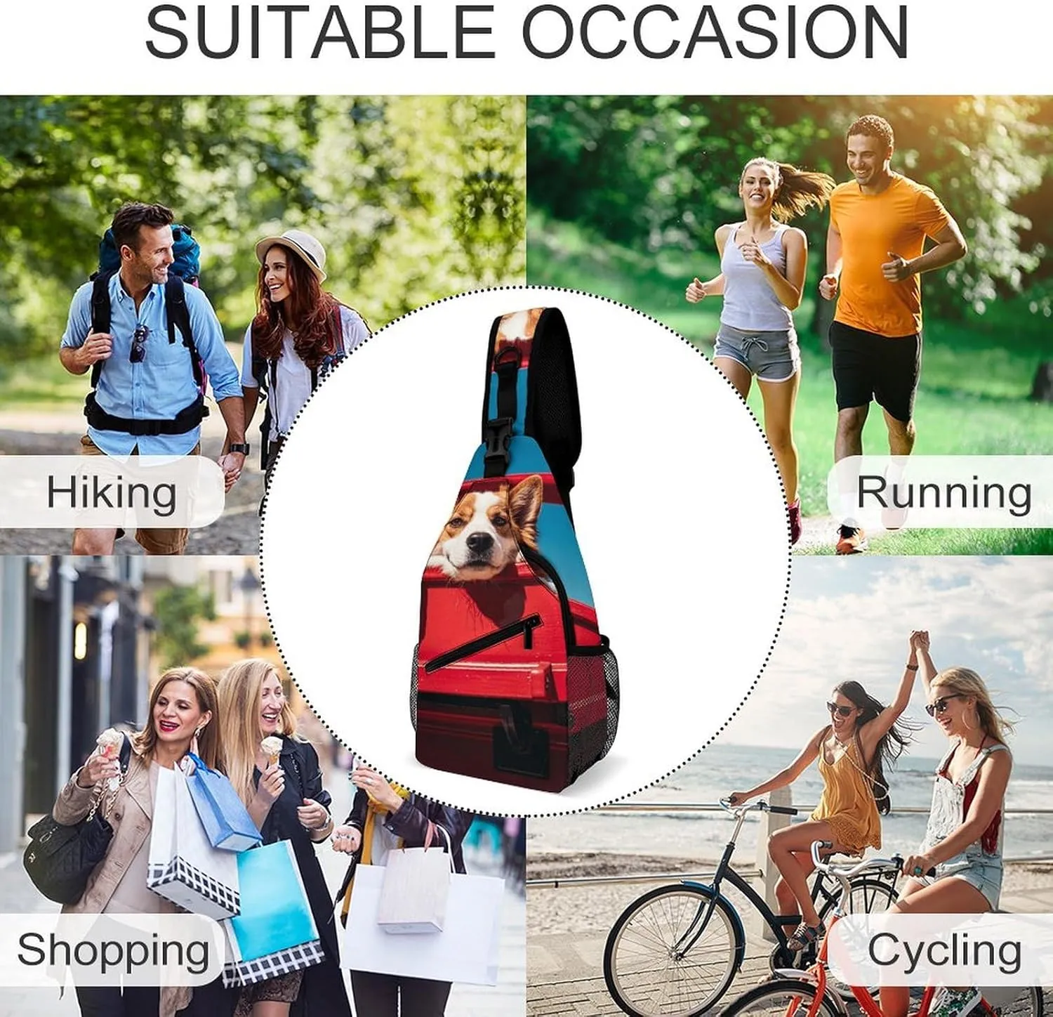 Crossbody Sling Bag Father Christmas Backpack Sling Bag Travel Hiking Chest Bag Shoulder Bag Daypack
