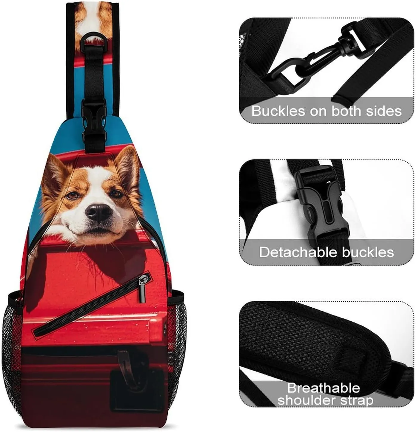 Crossbody Sling Bag Father Christmas Backpack Sling Bag Travel Hiking Chest Bag Shoulder Bag Daypack
