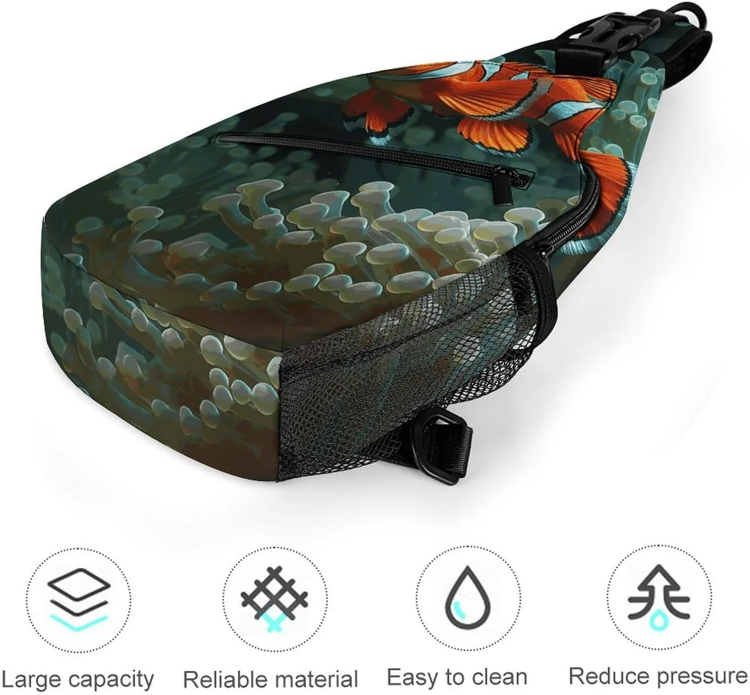 Crossbody Sling Bag Fish Background Backpack Sling Bag Travel Hiking Chest Bag Shoulder Bag Daypack