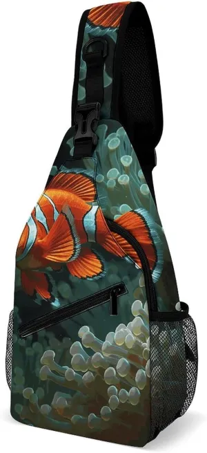Crossbody Sling Bag Fish Background Backpack Sling Bag Travel Hiking Chest Bag Shoulder Bag Daypack