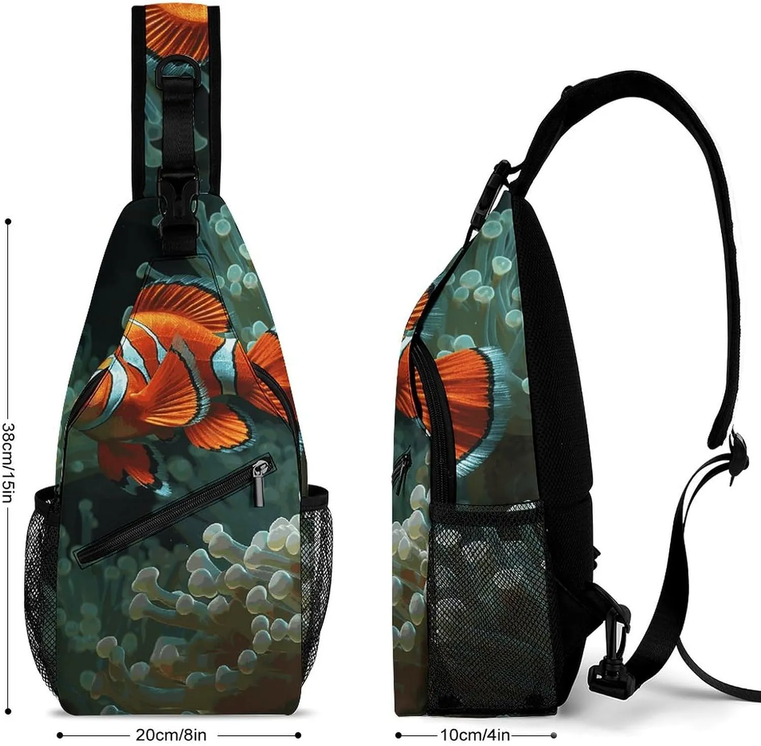 Crossbody Sling Bag Fish Background Backpack Sling Bag Travel Hiking Chest Bag Shoulder Bag Daypack