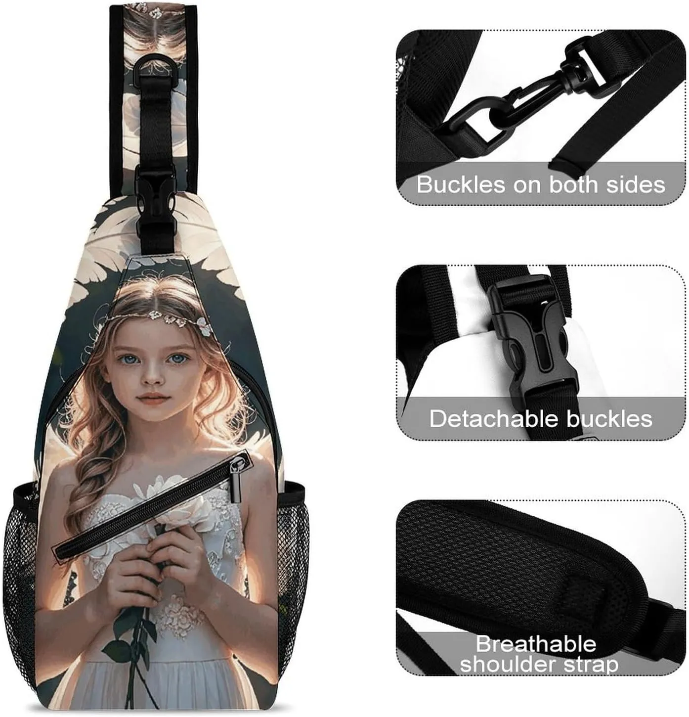 Crossbody Sling Bag Rose Flower of Many Backpack Sling Bag Travel Hiking Chest Bag Shoulder Bag Daypack