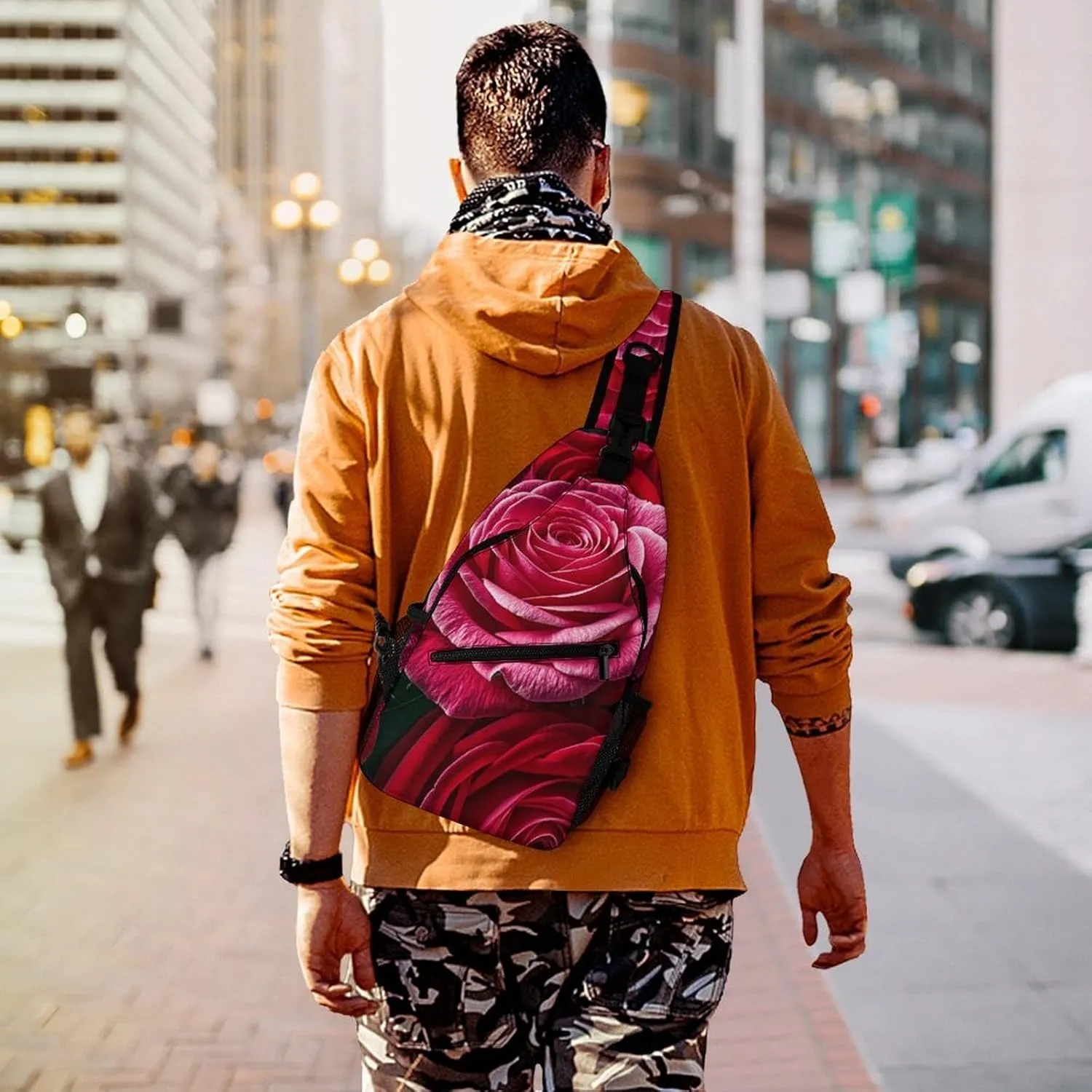 Crossbody Sling Bag Rose Flower of Many Backpack Sling Bag Travel Hiking Chest Bag Shoulder Bag Daypack