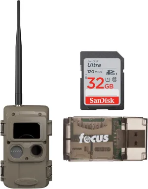 Cuddeback CuddeLink Black Flash Wireless Camera Bundle with 32 GB Memory Card and Card Reader (3 Items)
