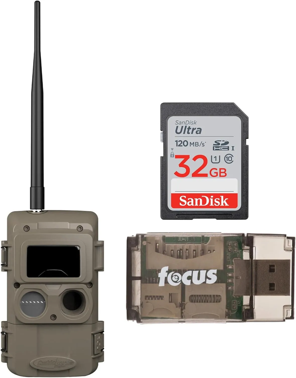Cuddeback CuddeLink Black Flash Wireless Camera Bundle with 32 GB Memory Card and Card Reader (3 Items)