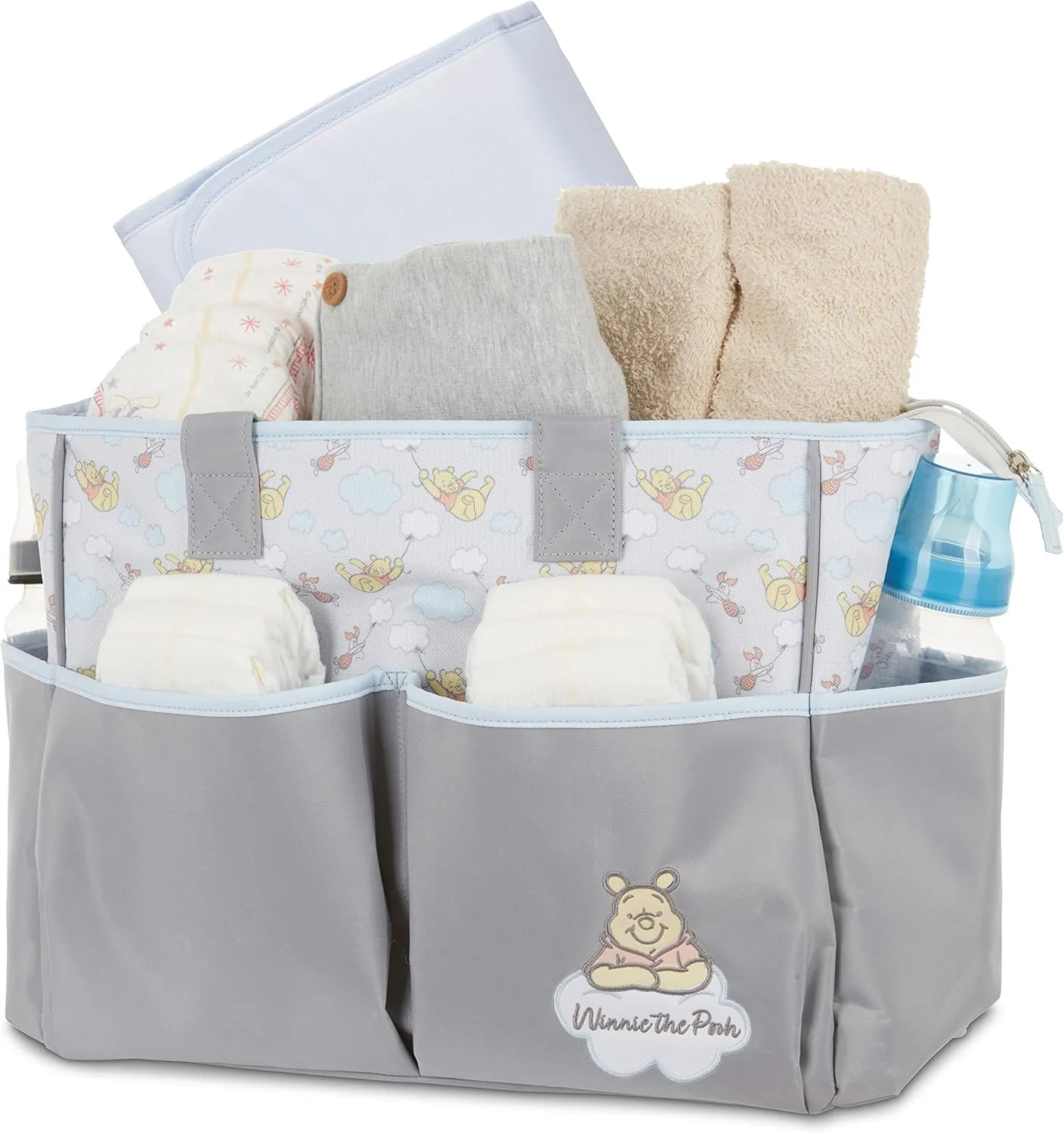 Cudlie Tote Diaper Bag and Changing Pad, Winnie The Pooh Print Large
