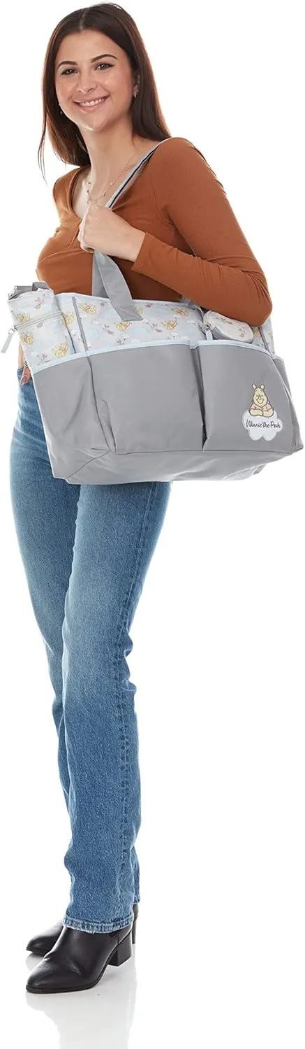 Cudlie Tote Diaper Bag and Changing Pad, Winnie The Pooh Print Large