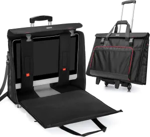 CURMIO Rolling Carrying Bag with Wheels Compatible for Apple iMac 27 inch Desktop Computer, Detachable Trolley Storage Case Compatible with iMac 27” Monitors and Accessories, Black (Patent Pending)