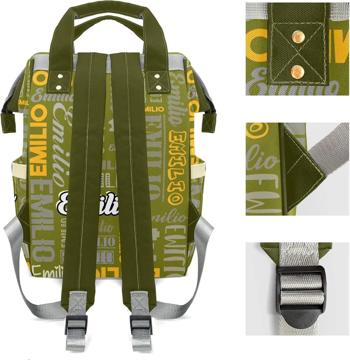 Custom Name Boy Baby Bags, Nylon Personalized Diaper Bag Backpack for Baby Boy Mom, Large Capacity, Waterproof, Multifunctional, Adjustable Shoulder Straps