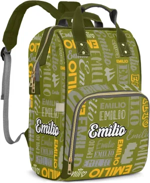 Custom Name Boy Baby Bags, Nylon Personalized Diaper Bag Backpack for Baby Boy Mom, Large Capacity, Waterproof, Multifunctional, Adjustable Shoulder Straps