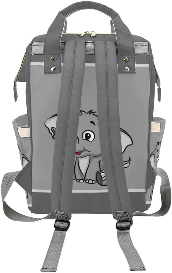 Cute Cartoon Elephant Personalized Diaper Backpack Custom Mommy Bag Unisex Travel Daypack for Mom Dad Boy Girl